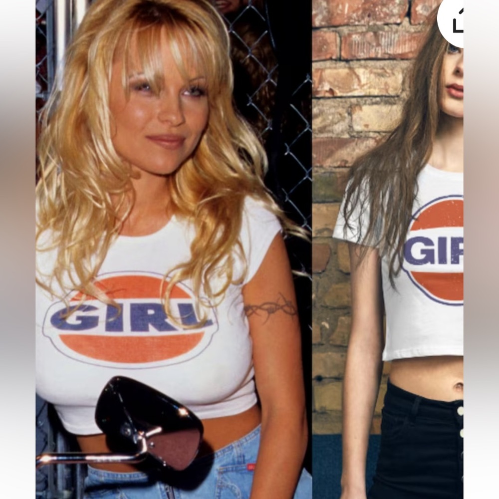 Girl y2k graphic tee reprint. Seen on Pamela Anderson size xs